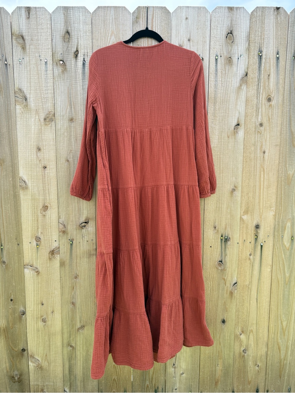 Universal Thread Rust Long Sleeve Tiered Maxi Dress - Picture 6 of 6